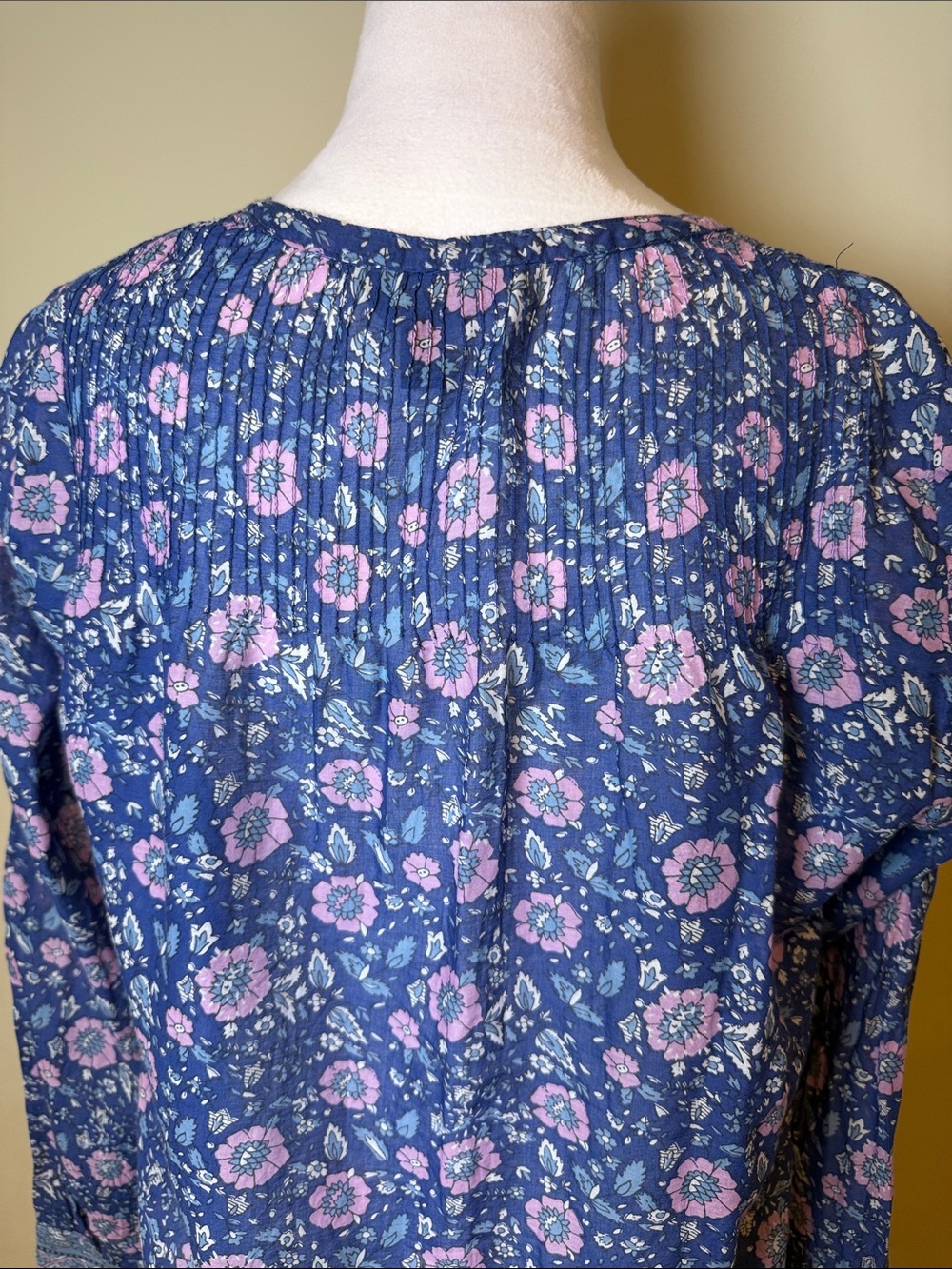JCREW 100% Cotton Voile popover in floral block print Blue Small - Picture 10 of 14